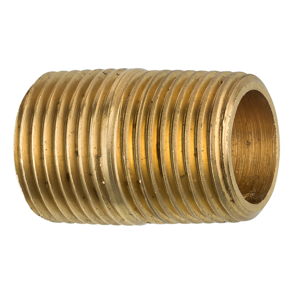 Ags Brass Close Nipple, 1 Length, Male (3/8-18 NPT), 1/bag PTF-25B